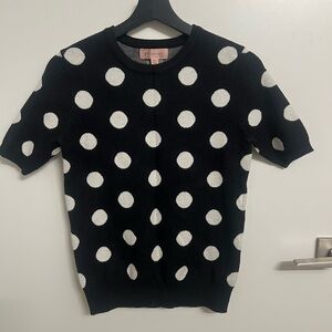 Philosophy Black and White Polka Dot Short Sleeve Top